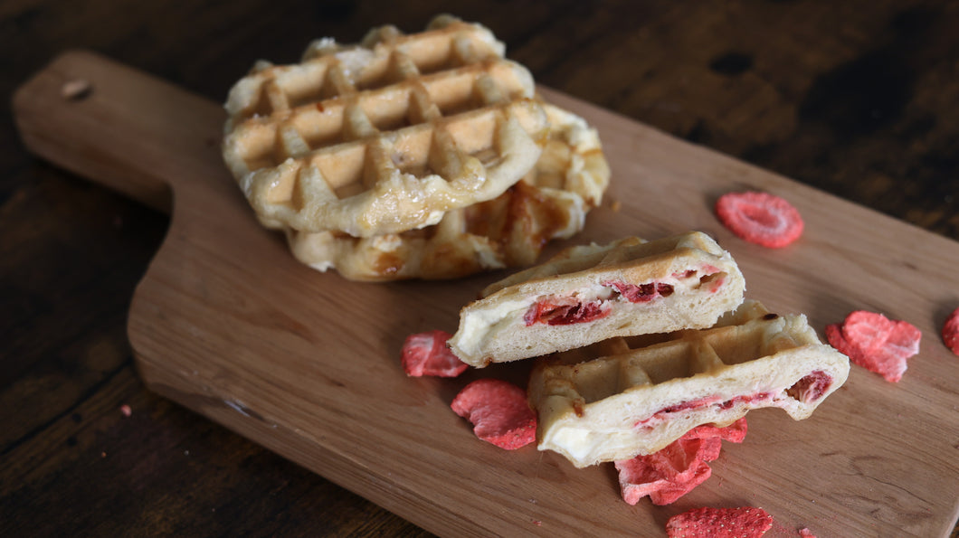 Strawberry & Sweet Cheese Stuffed Waffles